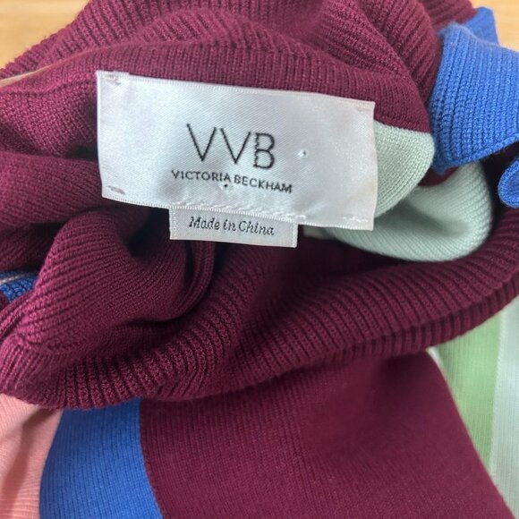 VVB Victoria Beckham Sweater Womens Medium Colorblock Turtleneck Pullover Boxy - Picture 8 of 11